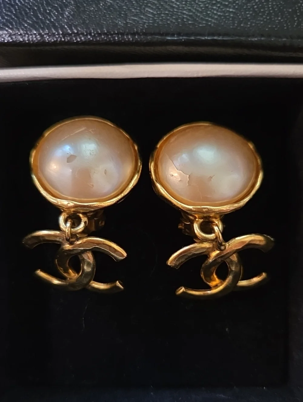 CHANEL Gold Pearl CC Drop Earrings - Gold and White Pearl